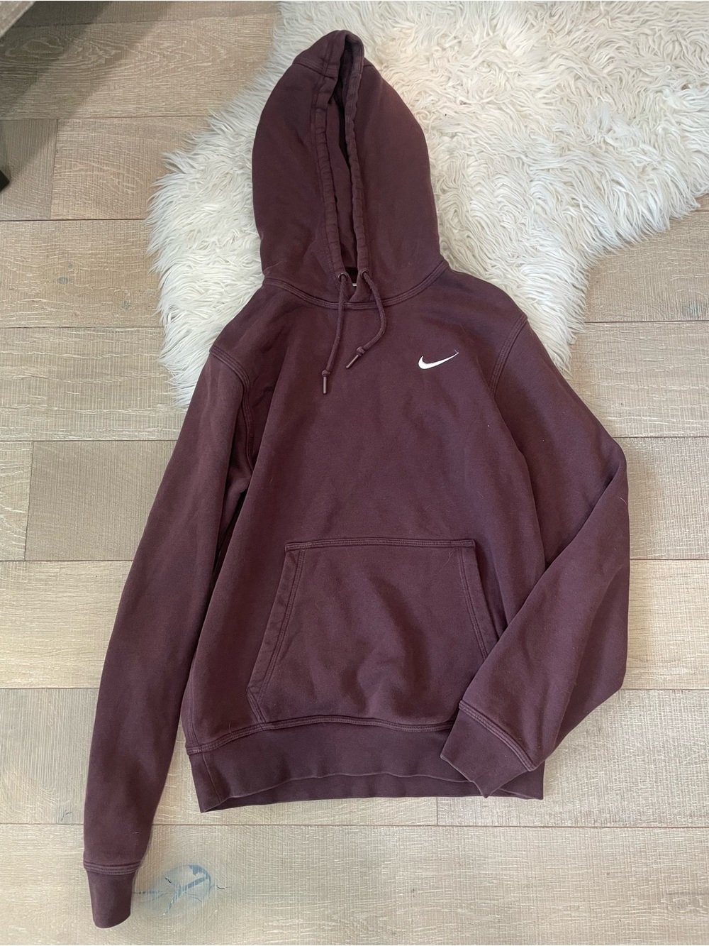 Nike Womans Solo Swoosh Pullover Plum Cotton Hoodie - S